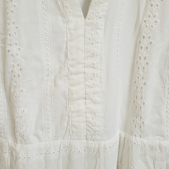 White Schiffli Embroidered Dress - Picture 6 of 12